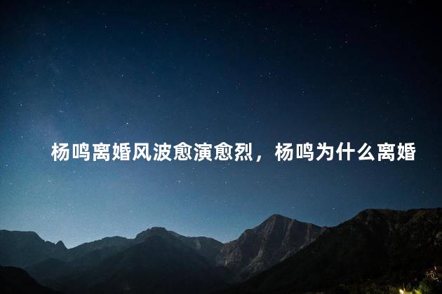 杨鸣离婚风波愈演愈烈，杨鸣为什么离婚